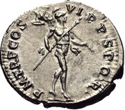 Denarius - Trajan P M TR P COS VI P P S P Q R; Mars, Rome, 114-117 reverse image