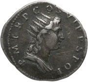 Denarius - Trajan P M TR P COS VI P P S P Q R; Sol, Rome, 114-117 reverse image