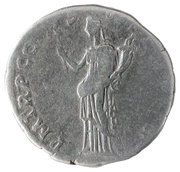 Denarius - Trajan P M TR P COS VI P P S P Q R; Felicitas, Rome, 114-117 reverse image