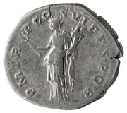 Denarius - Trajan P M TR P COS VI P P S P Q R; Felicitas, Rome, 114-117 reverse image