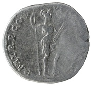 Denarius - Trajan P M TR P COS VI P P S P Q R; Virtus, Rome, 114-117 reverse image
