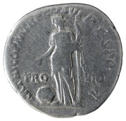 Denarius - Trajan PARTHICO P M TR P COS VI P P S P Q R PRO VID; Providentia, Rome, 114-117 reverse image