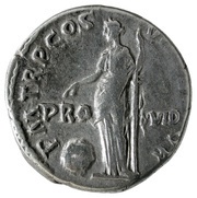 Denarius - Trajan P M TR P COS VI P P S P Q R PROVID; Providentia, Rome, 114-117 reverse image