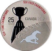 25 Cents - Elizabeth II Grey Cup History; Calgary Stampeders, Canada, 2012 reverse image
