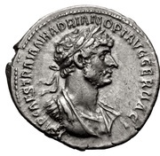 Denarius - Hadrian and Trajan PARTHIC DIVI TRAIAN AVG F P M TR P COS P P obverse image