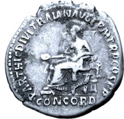 Denarius - Hadrian PARTHIC DIVI TRAIAN AVG F P M TR P COS P P CONCORD; Concordia, Rome, 117 reverse image