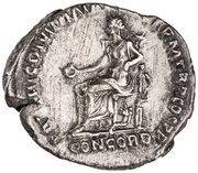 Denarius - Hadrian PARTHIC DIVI TRAIAN AVG F P M TR P COS P P CONCORD; Concordia, Rome, 117 reverse image