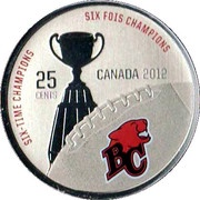 25 Cents - Elizabeth II Grey Cup History; BC Lions, Canada, 2012 reverse image
