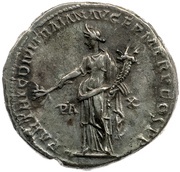 Denarius - Hadrian PARTHIC DIVI TRAIAN AVG F P M TR P COS P P PAX; Pax, Rome, 117 reverse image