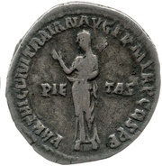 Denarius - Hadrian PARTHIC DIVI TRAIAN AVG F P M TR P COS P P PIETAS; Pietas, Rome, 117 reverse image
