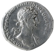 Denarius - Hadrian PARTH F DIVI NER NEP P M TR P COS FORT RED; Fortuna obverse image