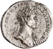 Denarius - Hadrian P M TR P COS DES II IVSTITIA; Justitia obverse image