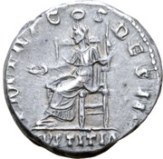 Denarius - Hadrian P M TR P COS DES II IVSTITIA; Justitia, Rome, 117 reverse image