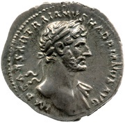 Denarius - Hadrian P M TR P COS DES II PIETAS; Pietas obverse image