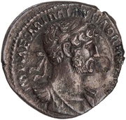 Denarius - Hadrian P M TR P COS II FORT RED; Fortuna obverse image