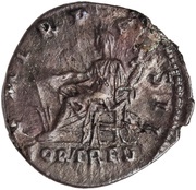 Denarius - Hadrian P M TR P COS II FORT RED; Fortuna, Rome, 117 reverse image
