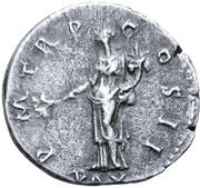 Denarius - Hadrian P M TR P COS II PAX; Pax, Rome, 117 reverse image