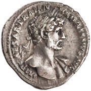 Denarius - Hadrian P M TR P COS II SALVS AVG; Salus obverse image