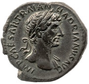 Denarius - Hadrian P M TR P COS DES III AET AVG; Aeternitas obverse image