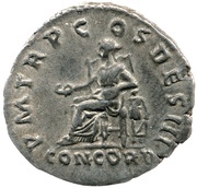 Denarius - Hadrian P M TR P COS DES III CONCORD; Concordia and Spes, Rome, 117 reverse image