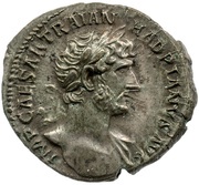Denarius - Hadrian P M TR P COS DES III VOT PVB; Pietas obverse image