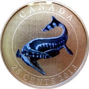 25 Cents - Elizabeth II Tylosaurus Pembinensis reverse image