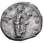 Denarius - Hadrian P M TR POTES COS III; Aequitas and Moneta, Rome, 119 reverse image