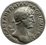 Denarius - Hadrian P M TR P COS III AET AVG; Aeternitas obverse image