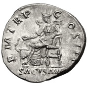 Denarius - Hadrian P M TR P COS III SALVS AVG; Salus, Rome, 119-120 reverse image