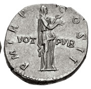 Denarius - Hadrian P M TR P COS III VOT PVB; Pietas, Rome, 119-120 reverse image
