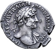 Denarius - Hadrian P M TR P COS III; Aeternitas obverse image