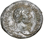 Denarius - Hadrian P M TR P COS III; Pax obverse image