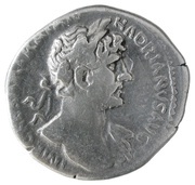 Denarius - Hadrian P M TR P COS III; Pietas obverse image