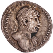 Denarius - Hadrian P M TR P COS III; Pietas obverse image
