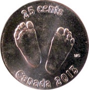 25 Cents - Elizabeth II Baby, Canada, 2013 reverse image