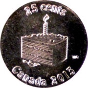 25 Cents - Elizabeth II Happy Birthday 2013, Canada, 2013 reverse image