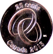 25 Cents - Elizabeth II Wedding, Canada, 2013 reverse image