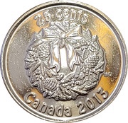 25 Cents - Elizabeth II Christmas, Canada, 2013 reverse image