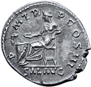 Denarius - Hadrian P M TR P COS III SAL AVG; Salus, Rome, 120-121 reverse image