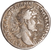 Denarius - Hadrian P M TR P COS III SAL AVG; Salus obverse image