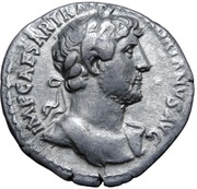 Denarius - Hadrian P M TR P COS III SAL AVG; Salus obverse image