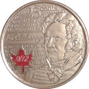25 Cents - Elizabeth II De Salaberry; colored, Canada, 2013 reverse image