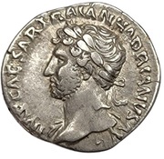 Denarius - Hadrian P M TR P COS III; Aequitas and Moneta obverse image