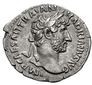 Denarius - Hadrian P M TR P COS III; Victory obverse image