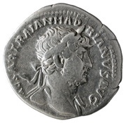Denarius - Hadrian P M TR P COS III; Victory obverse image