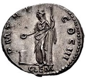 Denarius - Hadrian P M TR P COS III CLEM; Clementia, Rome, 121-123 reverse image
