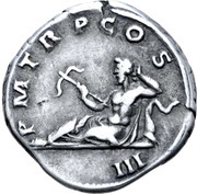 Denarius - Hadrian P M TR P COS III; Oceanus, Rome, 121-123 reverse image