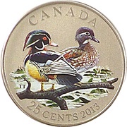 25 Cents - Elizabeth II Wood Duck, Canada, 2013 reverse image