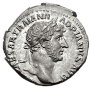 Denarius - Hadrian P M TR P COS III; Roma obverse image