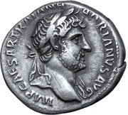 Denarius - Hadrian P M TR P COS III; Roma obverse image